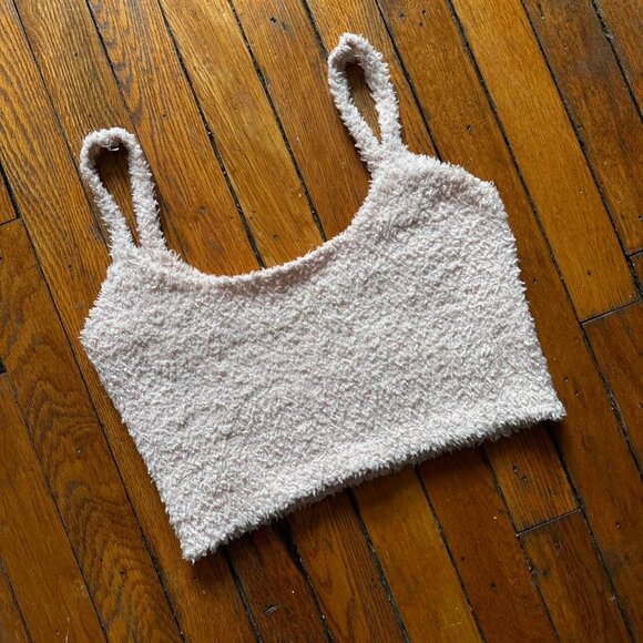 SKIMS Kim Kardashian Fuzzy Crop Tank Top Women L/XL Pink Cream Cute Fairy Kidcor - Picture 7 of 7